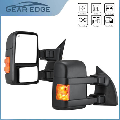 Power Heated Tow Mirrors for 1999-2007 Ford F250-F550 Super Duty Amber Signals