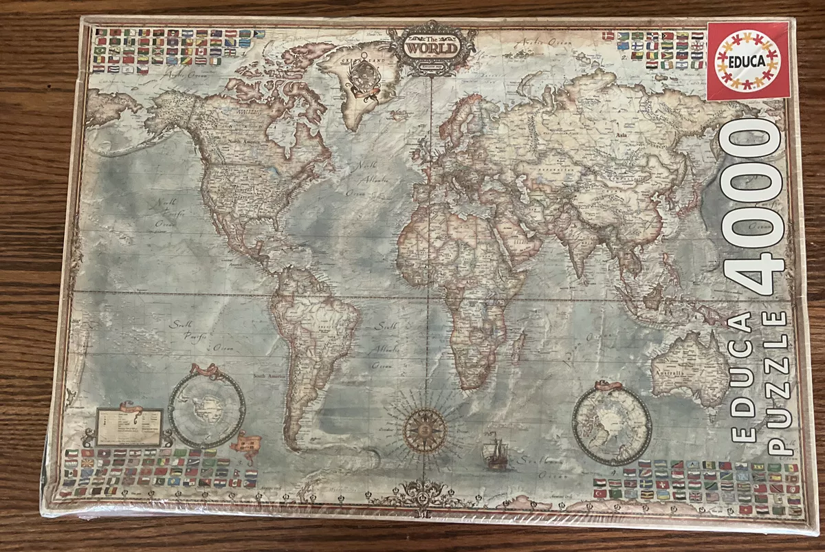 Educa Historic World Map Jigsaw Puzzle 4000 Pieces New Sealed Box Wear