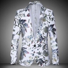 Blazer De Costume À Un Boutonnage Floral Pour Homme Avec Poche Et Revers Notch