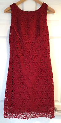 HAVREN RED FLORAL LACE SHIFT DRESS SIZE 8 KNEE LENGTH SLEEVELESS EVENING FORMAL