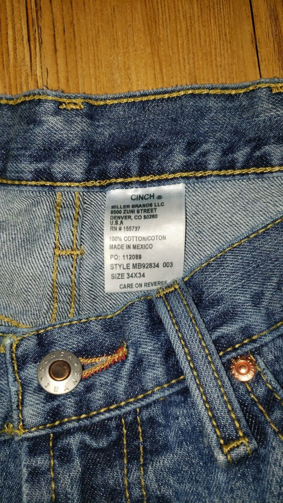 Cinch White Label Blue Denim Relaxed Fit Cowboy Jeans Mens 34x34 Light Wash