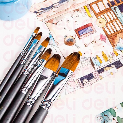Deli 6PCS Artist Paint Brushes Set Painting Tool for Acrylic Oil Watercolour Kit - Picture 5 of 8
