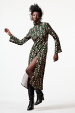 ZARA Paisley Printed Midi Dress Women's Size S NWOT Green