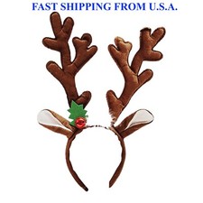 Reindeer Antler Headband ONE SIZE Christmas Costume Headpiece For Holiday Party