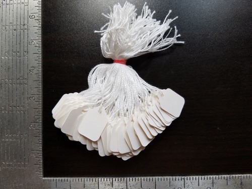 1000 Blank White Merchandise Price Tags with Strings Size #2 Retail Strung Label - Picture 7 of 12