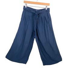 Madewell 1937 Super wide crop flowy chambray pants navy sz 6