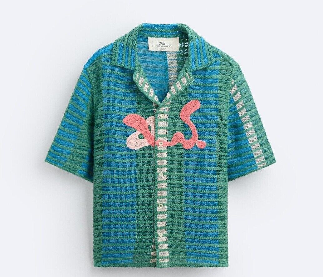 ZARA MAN SS24 EMBROIDERED CROCHET SHIRT LIMITED EDITION ZARA MAN SS24 EMBROIDERED CROCHET SHIRT LIMITED EDITION