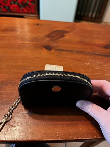 Anne Klein Black Wallet with Key Chain Embossed Half-Moon Zip - Picture 2 of 7