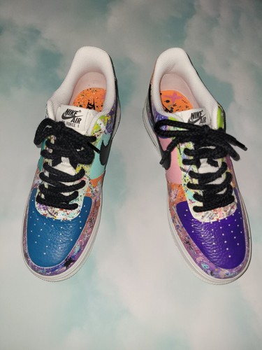 Custom Nike Air Force 1 Low '07 Abstraktes Motiv - Größe 10 Herren (Damen 11,5)