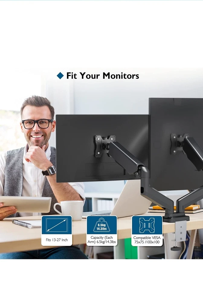 Dual Monitor Stand - Black - Image 2 of 4