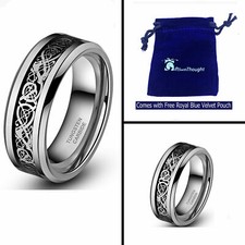 8mm Mens or Women Tungsten Carbide Loyal Celtic Knot Dragon Wedding Band Ring