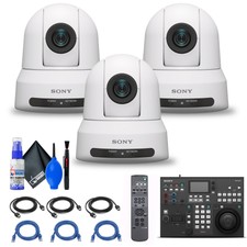 3x Sony Srg-x400 Ptz Camera (white) + Rm-ip500/1 Remote Controller + Cables