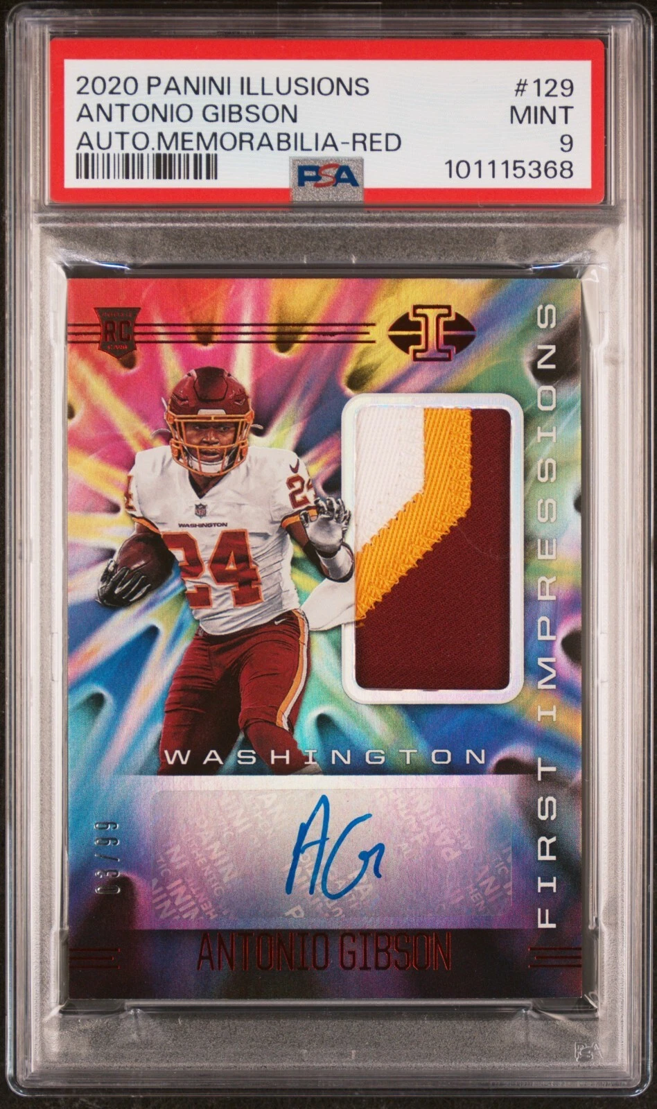 Antonio Gibson Panini Illusions #129 Autograph Memorabilia-Red