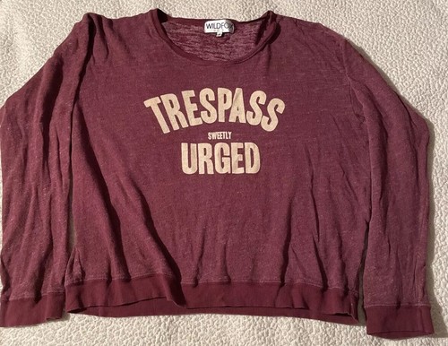 Wildfox Trespass Sweetly Urged Sweatshirt Gypsy Size Small Burgundy RN 127461