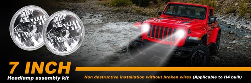 For FJ Cruiser 2007-2014 Pair 7'' Inch Round LED Headlights Combo Hi/Lo Beam DRL - Picture 3 of 11