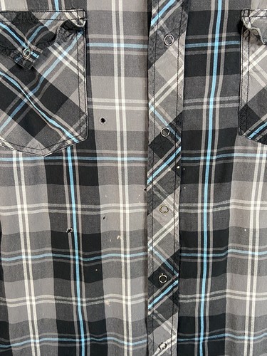 Tin Haul Men's Snap Long Sleeve Shirt XL PLaid Black, Blue, Gray & White - Picture 9 of 9