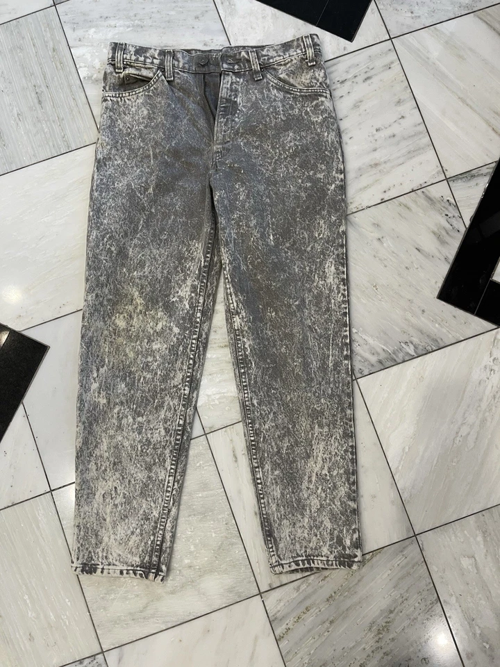 Jeans de mezclilla vintage para hombre gris lavado ácido Levi’s años 80 33/30 tasa Foto 3 de 4