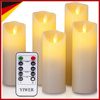Led Kerzen Set Aus 5 Echtwachs 12-22Cm Flammenlos Mit Fernbedienung Timer