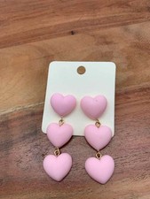 Pink Heart Pierced Drop Earrings