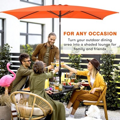 Sun-Ray RECTANGLE Patio Umbrella Push-Button Tilt & Crank Lift, Multi Colors