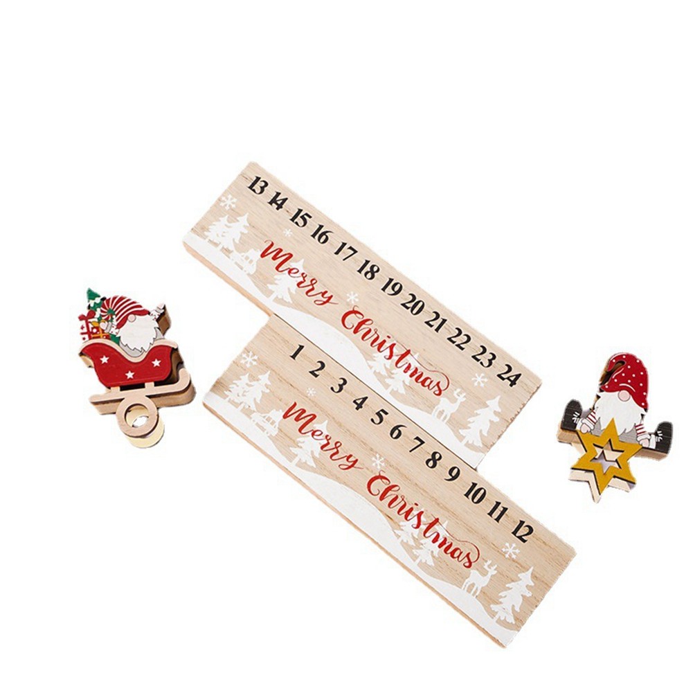2 PCS Wooden Wooden Xmas Holiday Wood Advent-Calendar D1M83336