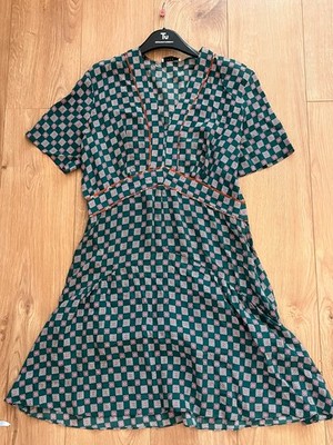 Sandro short geometric printed silk dress  size 40 / uk 12