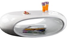 SalesFever Couchtisch oval | Hochglanz lackiert | Fiberglas | B 100 x T 70 x...