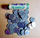 Roosevelt Dime Roll - 1965-1969 From Circulation