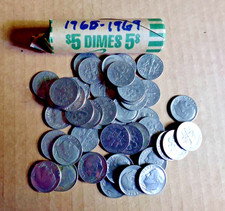 Roosevelt Dime Roll - 1965-1969 From Circulation