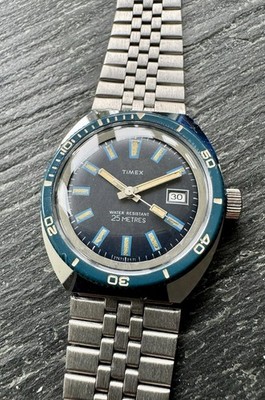RARE VINTAGE TIMEX MARLIN CALENDAR DIVE MEN ARMBANDUHR REF:27673/2571 CIR:1970 s