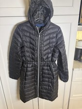 Cole Haan Womens Parka Coat Medium Black Down 90/10 Fill Puffer Hood B-11