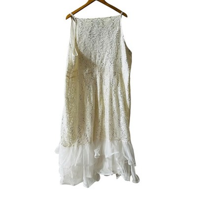 Candalite White Lace Sequin Ruffles Detail Spagetti Strap Dress Size 3X NWT  | eBay