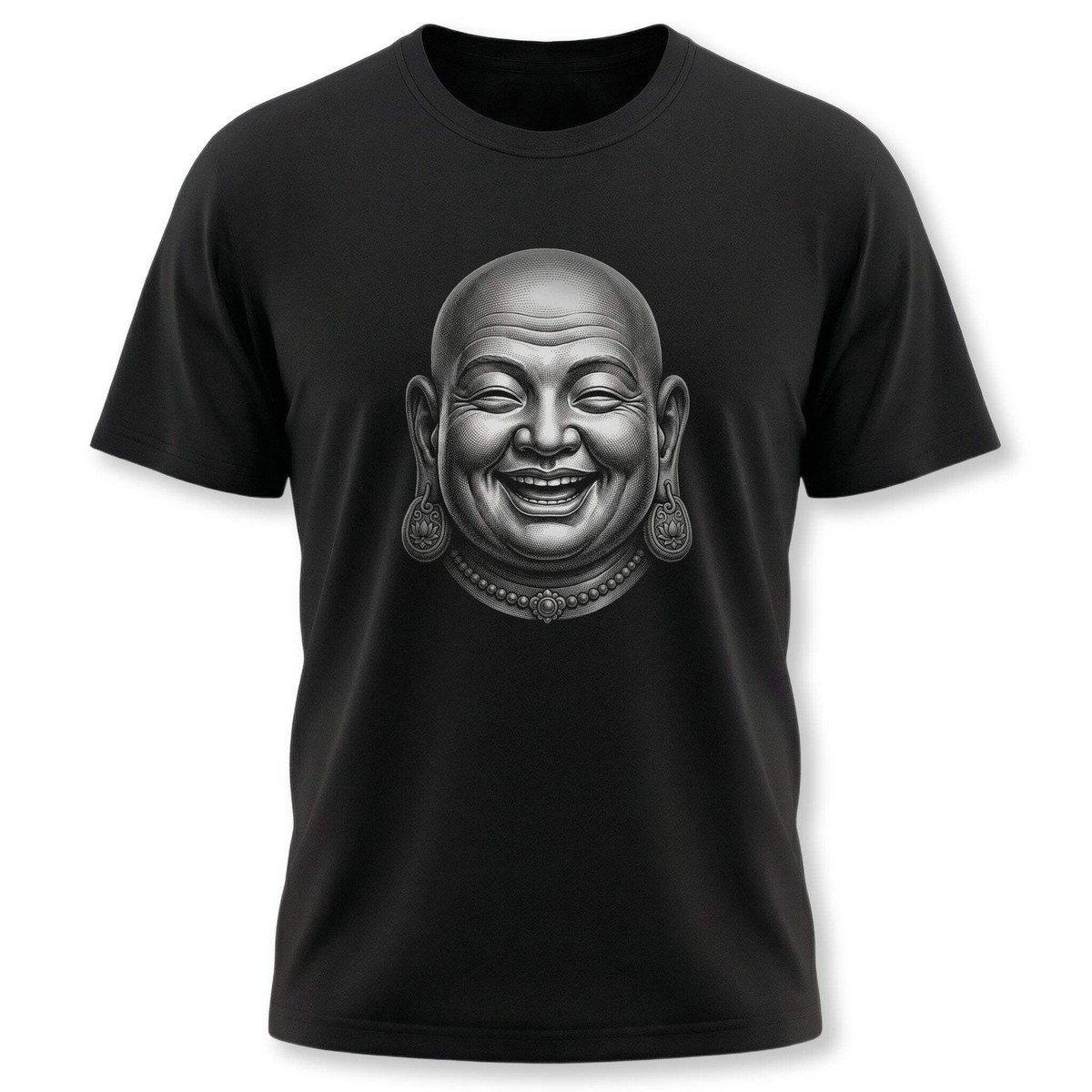 Laughing Buddha Head T-Shirt | Happy Buddhist Zen Unisex Graphic