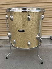 Stewart Pearl Japan 16x16&rdquo; Silver Gold Sparkle Floor Tom Drum. 60&rsquo;s Stencil