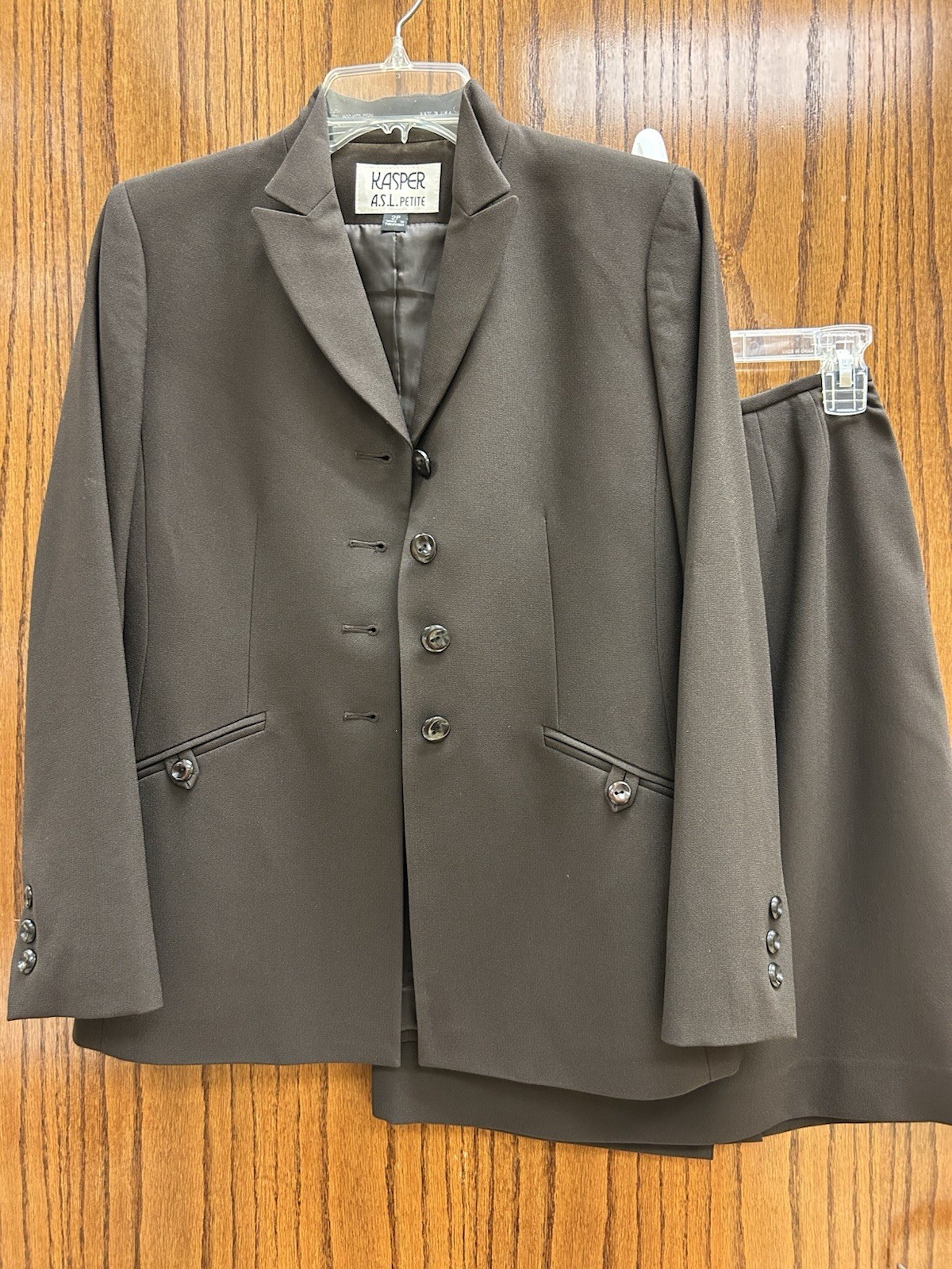 Women's kasper Brown 2 Piece Jacket And Skirt Set 2P