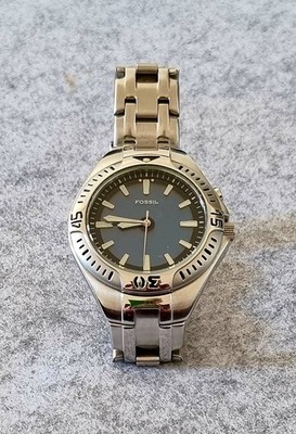Fossil Uhr Watch Men Silver Tone AM-3538 Blue Green - sehr, sehr guter Zustand 