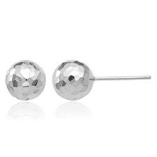 14K Solid White Gold 8mm Ball Stud Earrings