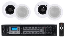 Rockville RCS180-6 70v Commercial Amplifier w/Bluetooth 4 4" Speakers in White