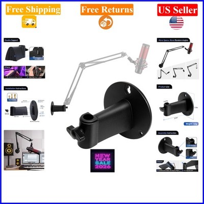 Microphone Wall Mount Boom Arm, Metal, Space-Saving Horizontal Wall Mount for...