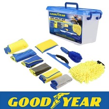 Goodyear 10Pc Car Detailing Brush Cloth Interior Wheel Valet Pro Cleaning Kit