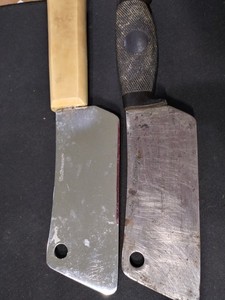 2 ct Cattaraugus Cleavers  White Bakelite Type Handle & Black Hard