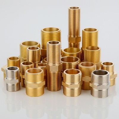 Messing Doppelnippel Gewindefittings Beidseitig Aussengewinde 1/8 bis 2 Zoll
