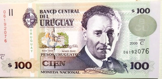URUGAY Billet de 100 Pesos Uruguayos 2000 Pick 76c Neuf (Côte 17 5€)