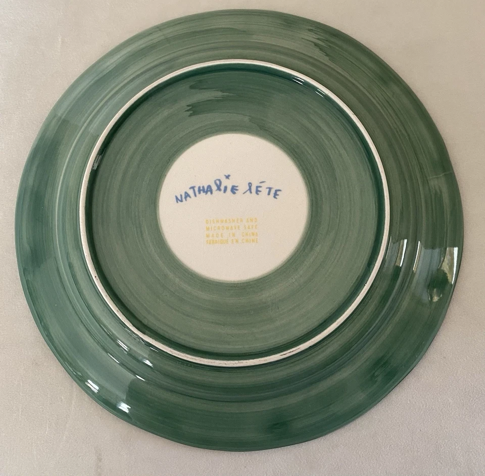 Plato de cerámica Anthropologie Nathalie Lete Art Pottery Owl Hou Hou 10 pulgadas Foto 3 de 4