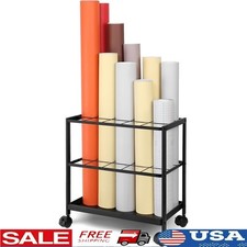Sturdy Metal Blueprint Holder Dual Layer Rolling File Cart Plans & Artworks New