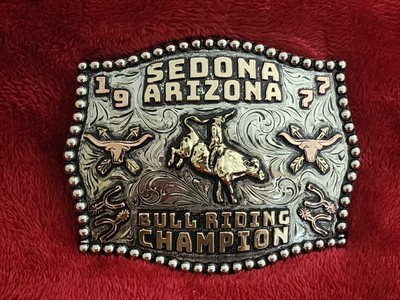 Rodeo Pro Bull Riding Champion Trophy Buckle☆Sedona Arizona☆1977