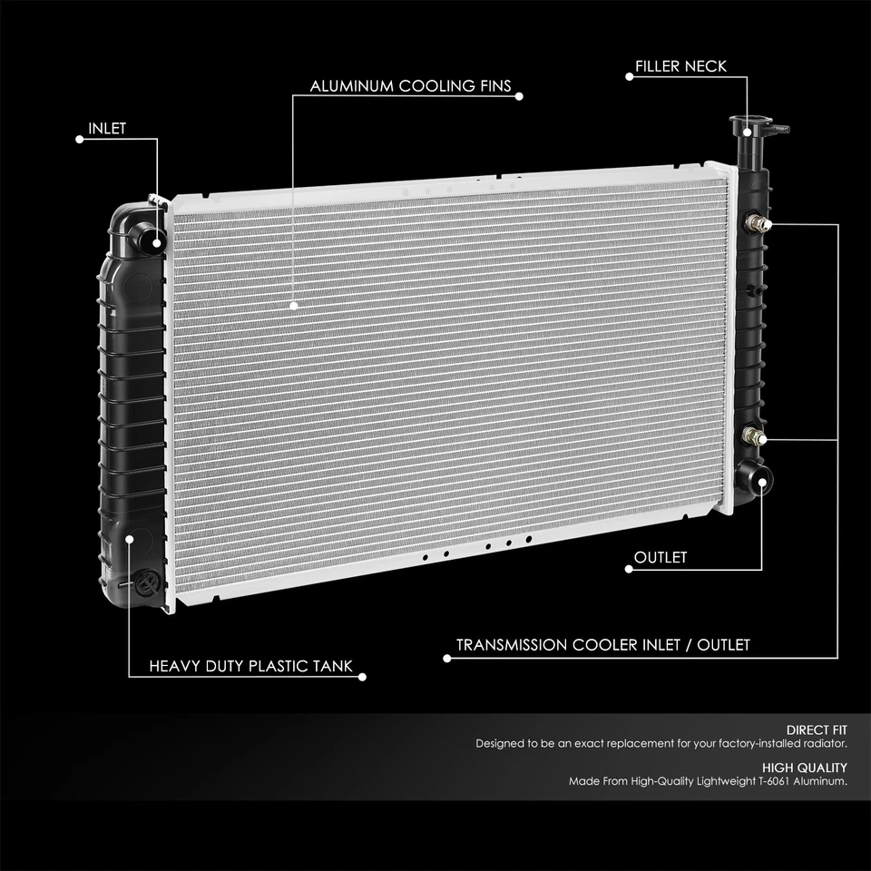 Radiador de aluminio para Express Savana 1500 2500 3500 AT 1996-2002 EOC núcleo 2044 Foto 2 de 4