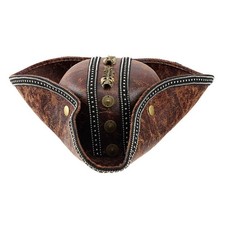 Pirate Tricorn Hat Steampunk Tricorn with Skull Decoration Vintage