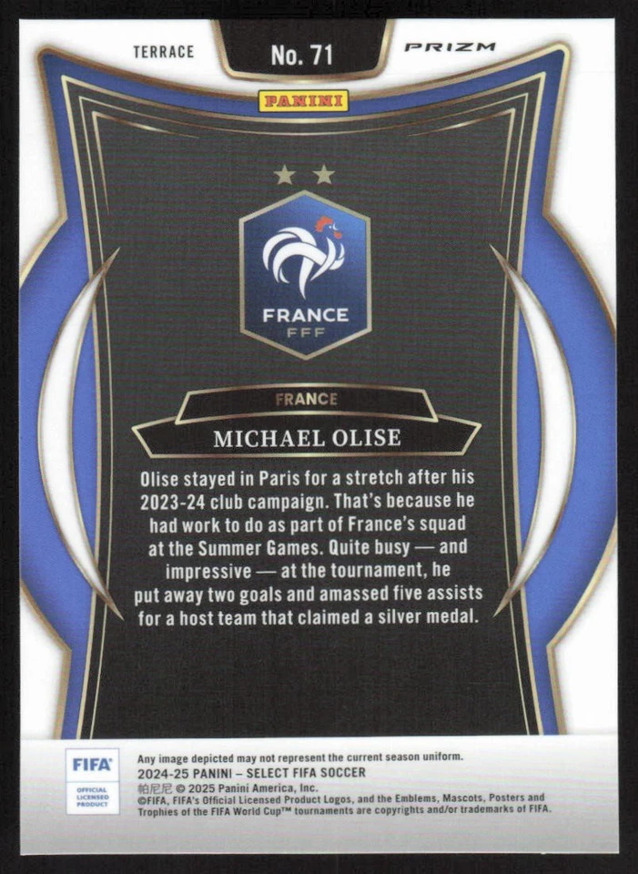 2024-25 Panini Select Terrace Checkerboard SSP SP #71 Michael Olise France - Image 2 of 2