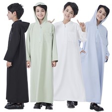 Islamic Boys Kids Long Robes Prayer Kaftan Thoub Thobe Caftan Muslim Daffah Arab